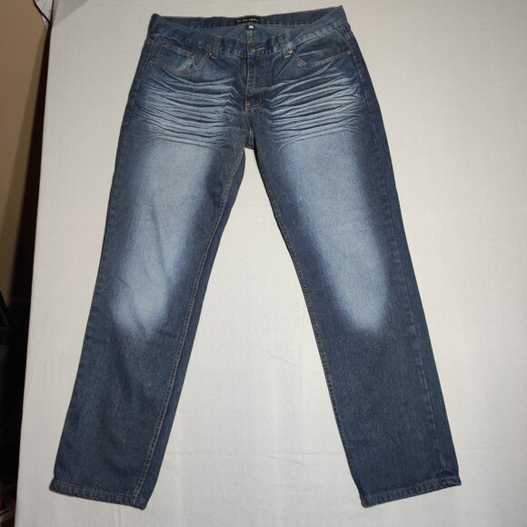 For Him London jeans men's sz 38 stone washed ink blue colour Slim Straight Fit - Picture 1 of 12